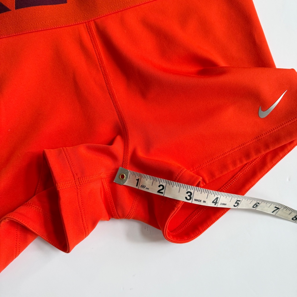 Nike Pro Women's Running Shorts-H020 in Orange/ Metallic Silver Size L - Picture 8 of 10